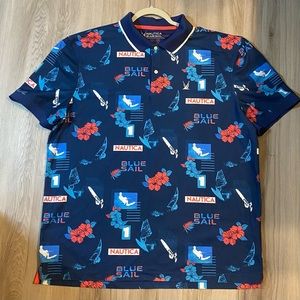 NWOT Nautica Polyester Moisture Wicking Short Sleeve Polo Style Shirt Size XXL